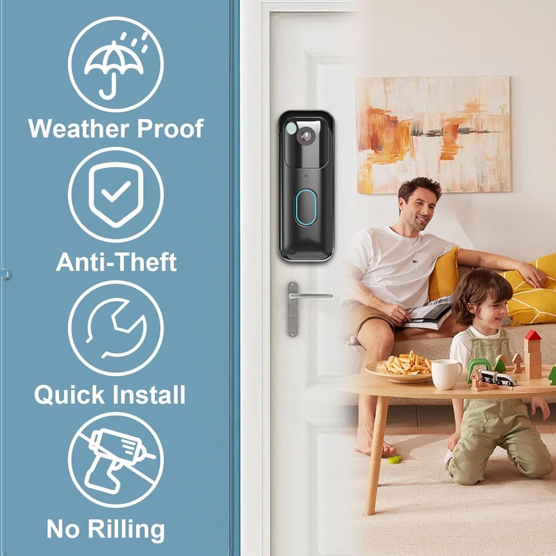 Pyfhy No-Drill Adhesive Doorbell Mount Compatible with Blink Doorbell (2nd Gen), Door Mounting Holder Bracket Accessories, Not Block Motion Sensor Anti-Theft Camera Mount for Home, Apartment, Office, School - Image 3